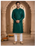 Emerald Green Embroidered Kurta Set - Preorder - image 1