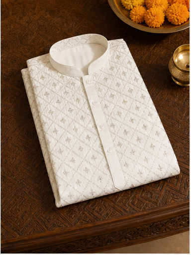 Ivory Embroidered Kurta Set - Preorder - image 2