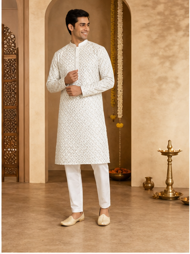 Ivory Embroidered Kurta Set - Preorder - image 3