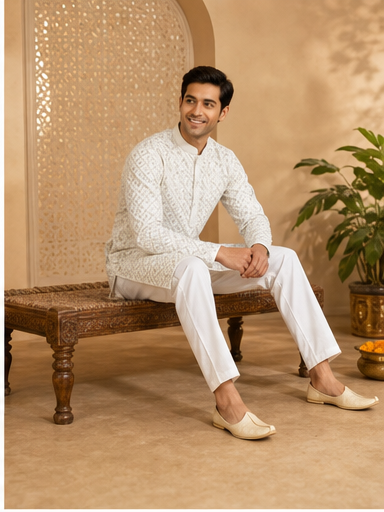 Ivory Embroidered Kurta Set - Preorder - image 4