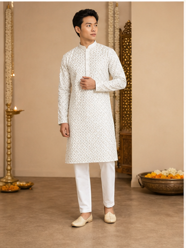 Ivory Embroidered Kurta Set - Preorder - image 5