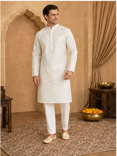Ivory Embroidered Kurta Set - Preorder - image 6