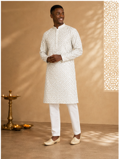 Ivory Embroidered Kurta Set - Preorder - image 7