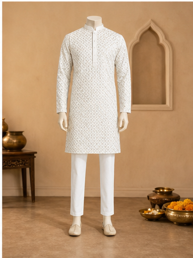 Ivory Embroidered Kurta Set - Preorder - image 8