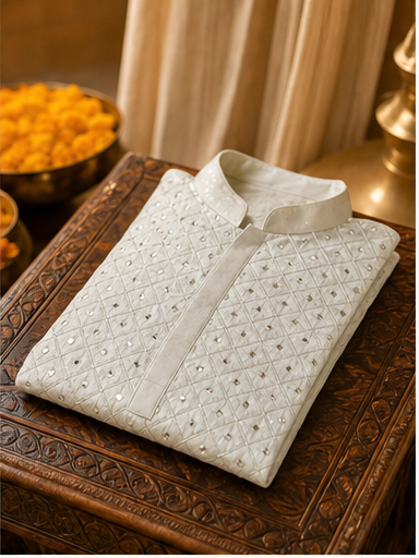Ivory Silver Embroidered Kurta Set - Preorder - image 2