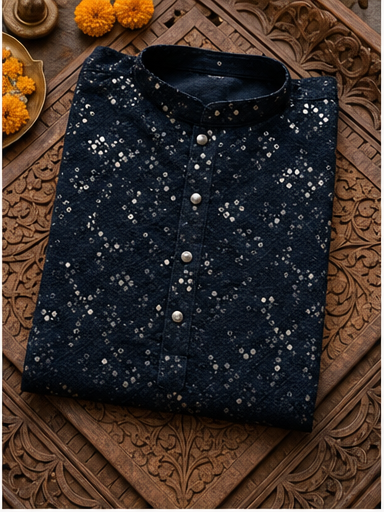 Midnight Navy Embroidered Kurta Set - Preorder - image 2