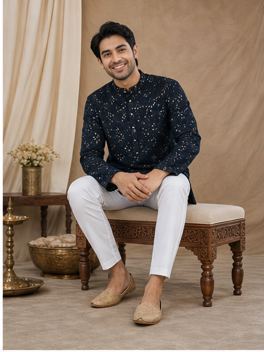 Midnight Navy Embroidered Kurta Set - Preorder - image 4