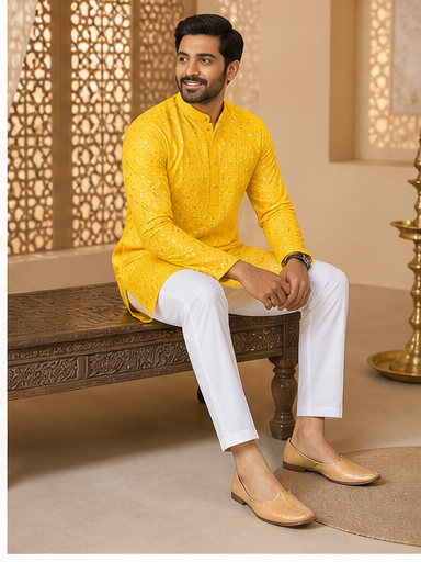 Mustard Mirror Work Kurta Set - Preorder - image 4