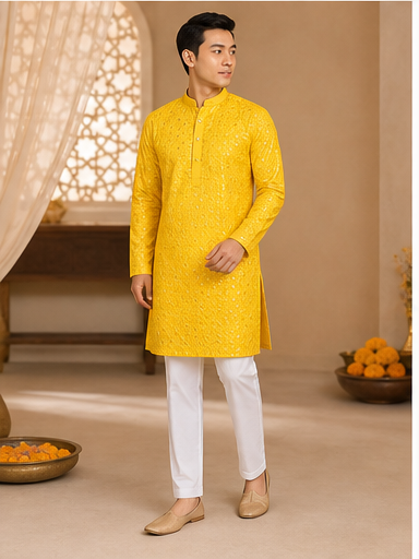 Mustard Mirror Work Kurta Set - Preorder - image 5