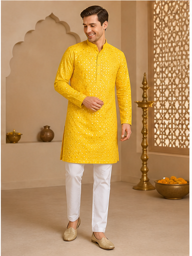 Mustard Mirror Work Kurta Set - Preorder - image 6