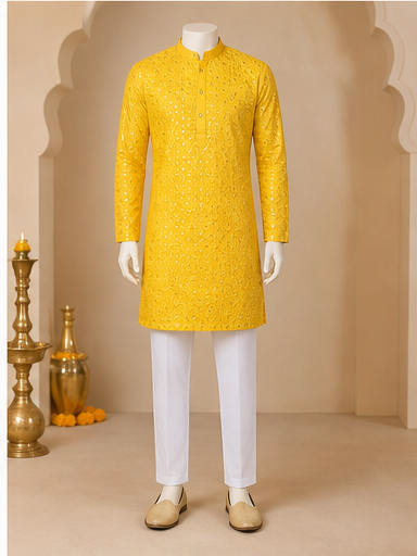 Mustard Mirror Work Kurta Set - Preorder - image 8