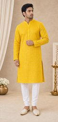 Mustard Festive Mirror Work Kurta Set - Preorder