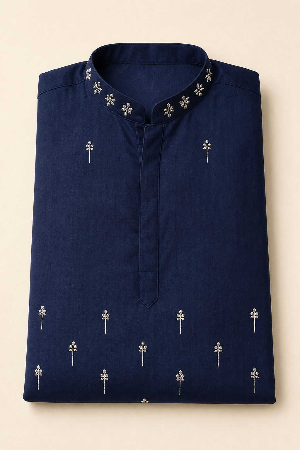 Navy Minimal Motif Kurta Set - Preorder