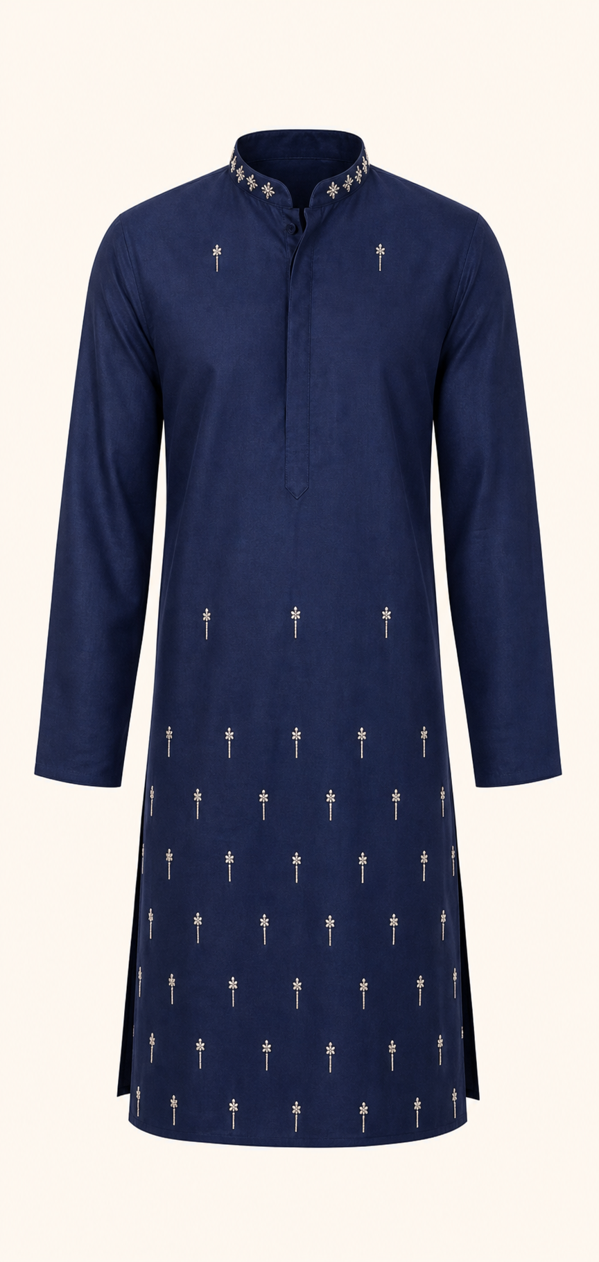 Navy Minimal Motif Kurta Set - Preorder