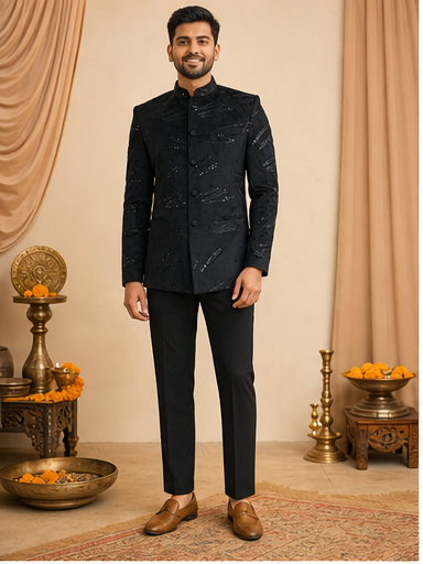 Onyx Black Embroidered Kurta Set - Preorder - image 1