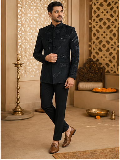 Onyx Black Embroidered Kurta Set - Preorder - image 3