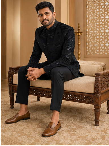 Onyx Black Embroidered Kurta Set - Preorder - image 4