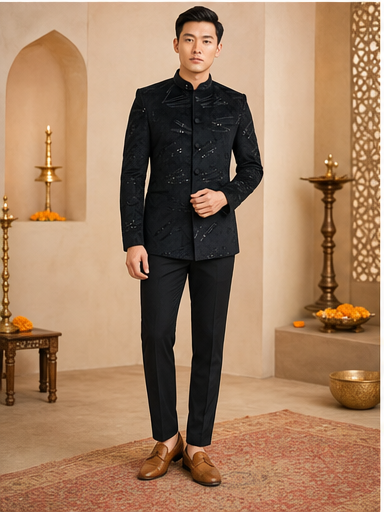 Onyx Black Embroidered Kurta Set - Preorder - image 5