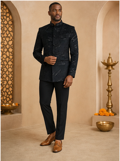 Onyx Black Embroidered Kurta Set - Preorder - image 7