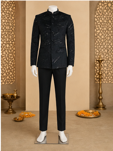 Onyx Black Embroidered Kurta Set - Preorder - image 8