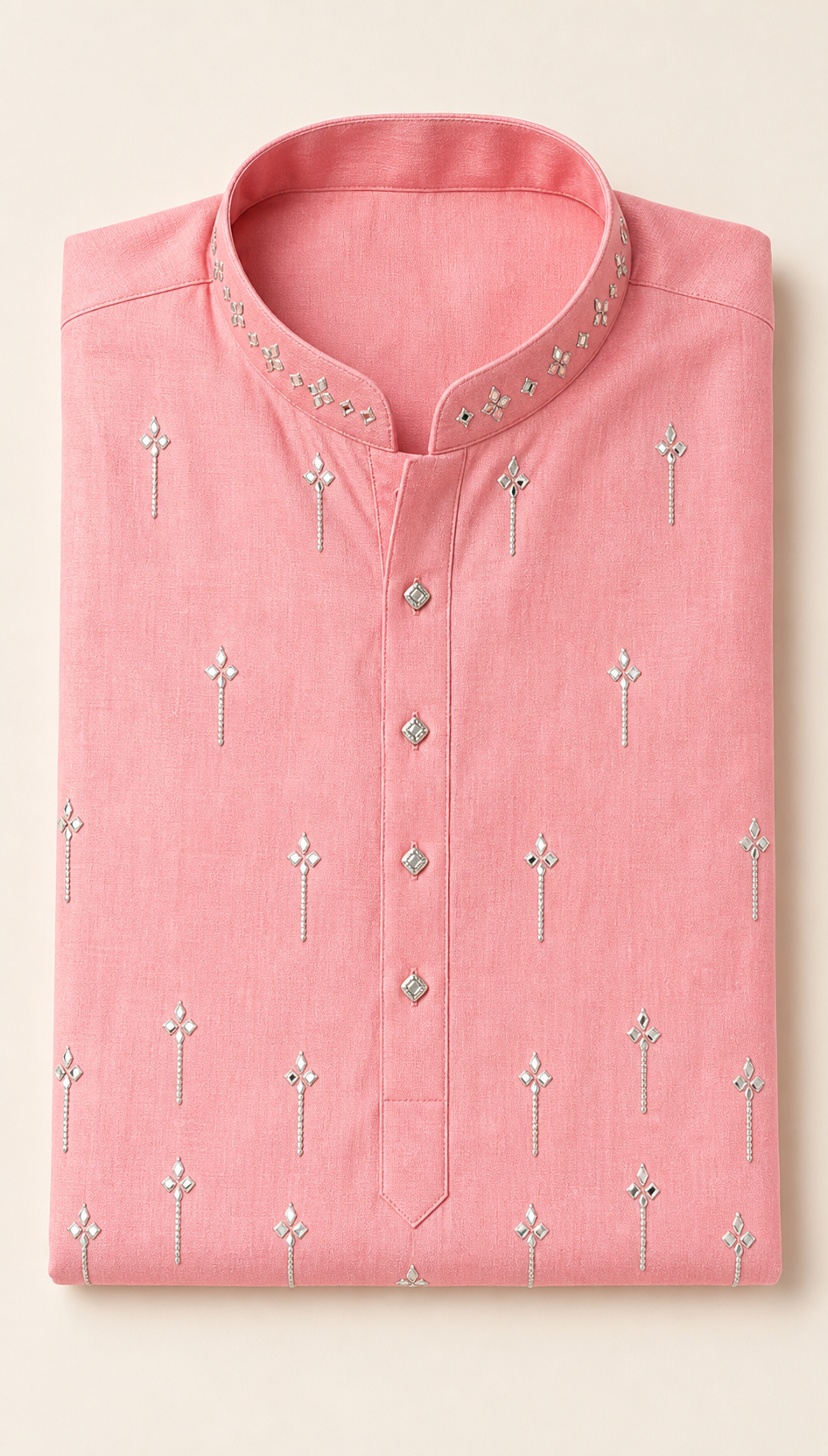 Rose Pink Mirror Work Kurta Set - Preorder