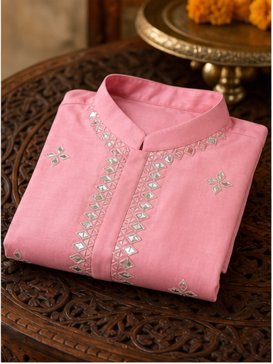 Rose Pink Mirror Work Kurta Set - Preorder - image 2