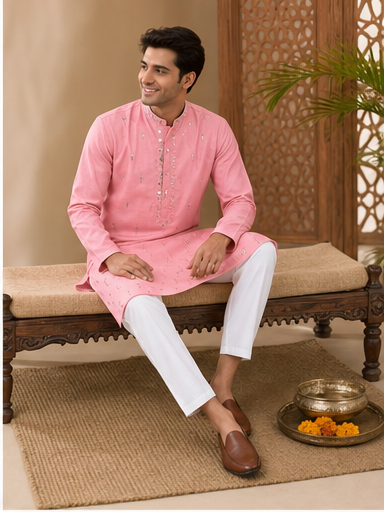 Rose Pink Mirror Work Kurta Set - Preorder - image 4