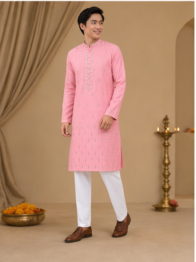Rose Pink Mirror Work Kurta Set - Preorder - image 5