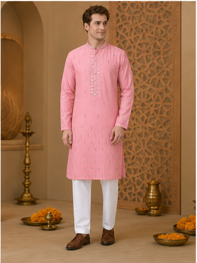 Rose Pink Mirror Work Kurta Set - Preorder - image 6
