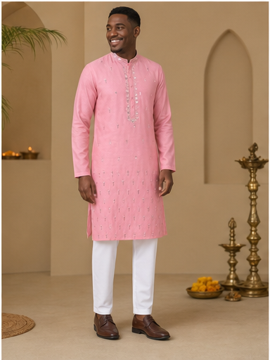 Rose Pink Mirror Work Kurta Set - Preorder - image 7