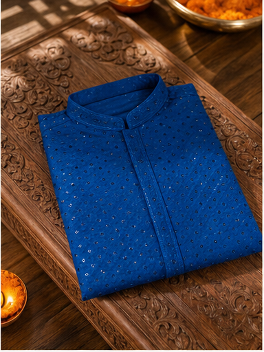 Royal Blue Embroidered Kurta Set - Preorder - image 2